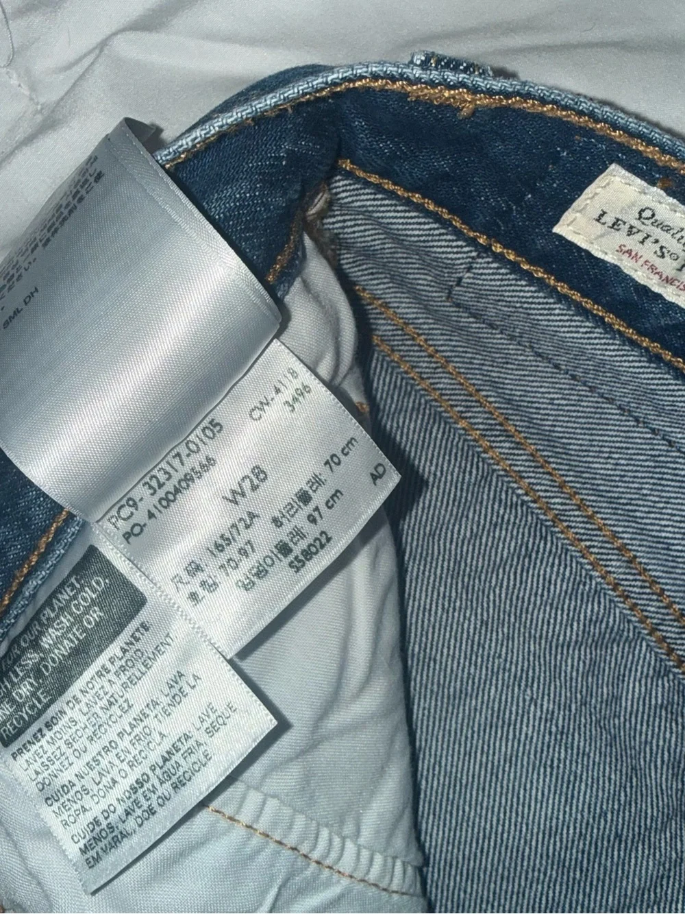 Levi's Dark Blue Distressed Denim Shorts